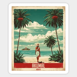 Akumal Riviera Maya Mexico Vintage Tourism Travel Magnet